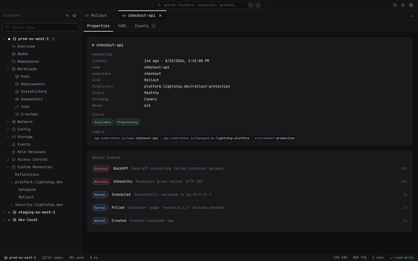Lightship custom resources browser